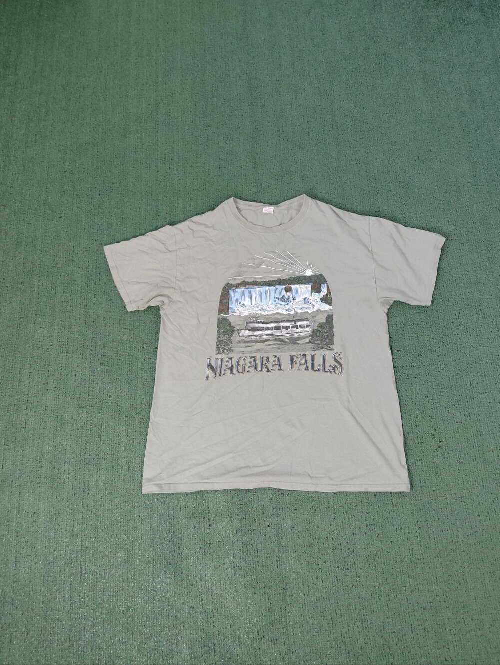 Niagara Falls Waterfall Tourist Travel Destination Light Green T Shirt Sz Large
